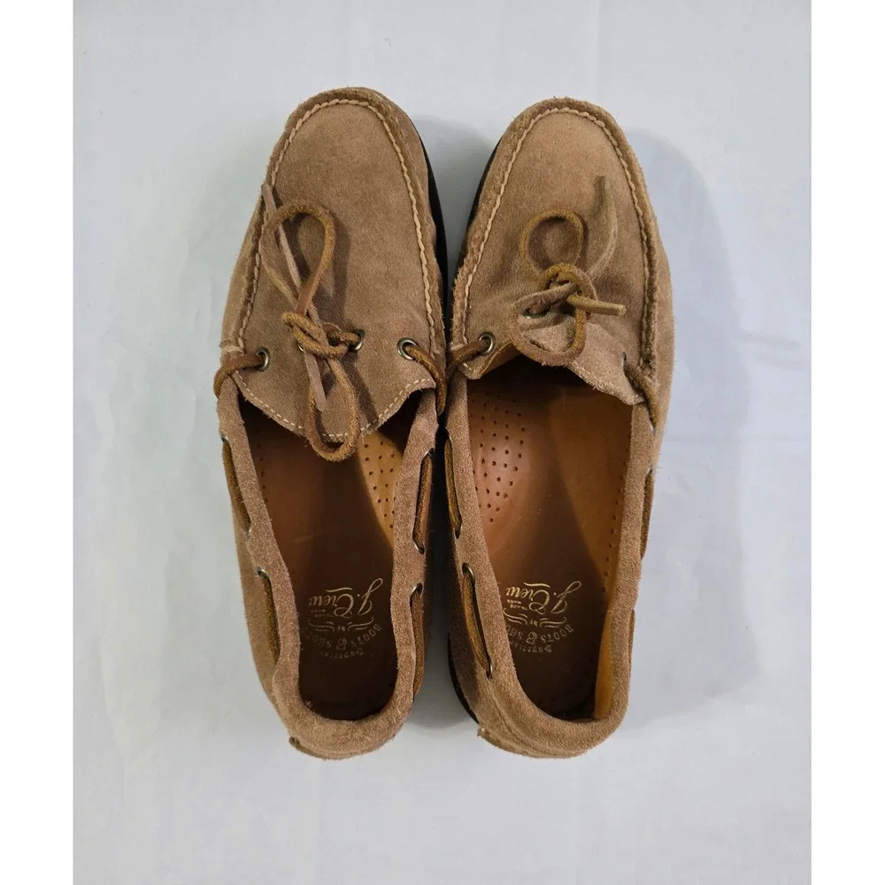 J.Crew Mens Ludlow Suede Boat Shoes Tan Brown Vibram Sole Loafers Size 8.5